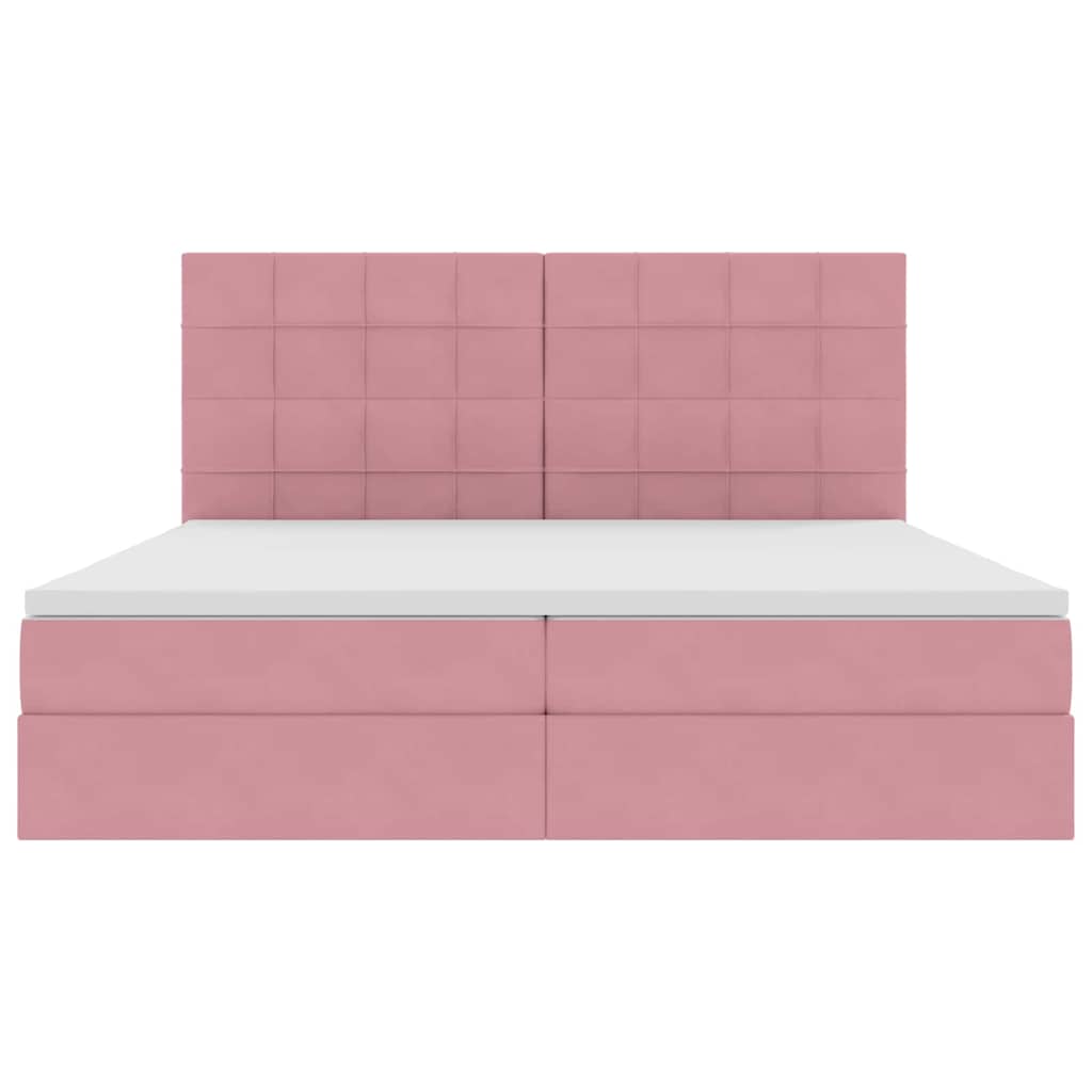 Bed met LED -striplichten met opslag Roze 200 x 200 cm Fluweel