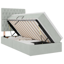 Opbergbed met LED met matras Lichtgrijs 90 x 190 cm Fluweel