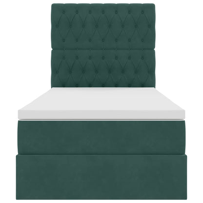 Opbergbed met LED met matras Donkergroen 90 x 200 cm Fluweel