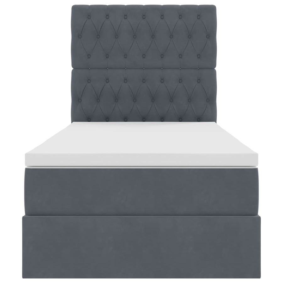 Opbergbed met LED met matras Donkergrijs 100 x 200 cm Fluweel