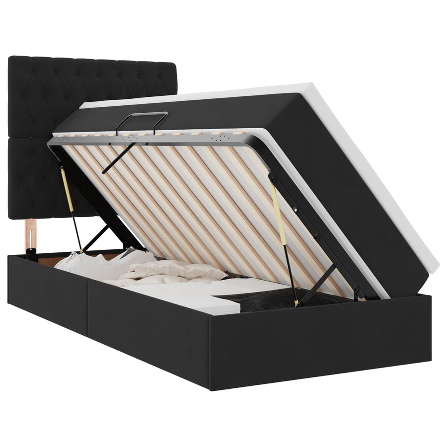 Opbergbed met LED met matras met LED Zwart 100 x 200 cm Fluweel