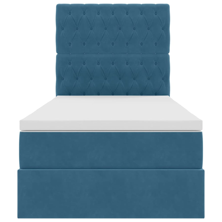 Opbergbed met LED met matras Donkerblauw 100 x 200 cm Fluweel