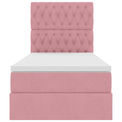 Opbergbed met LED met matras met LED Roze 100 x 200 cm Fluweel