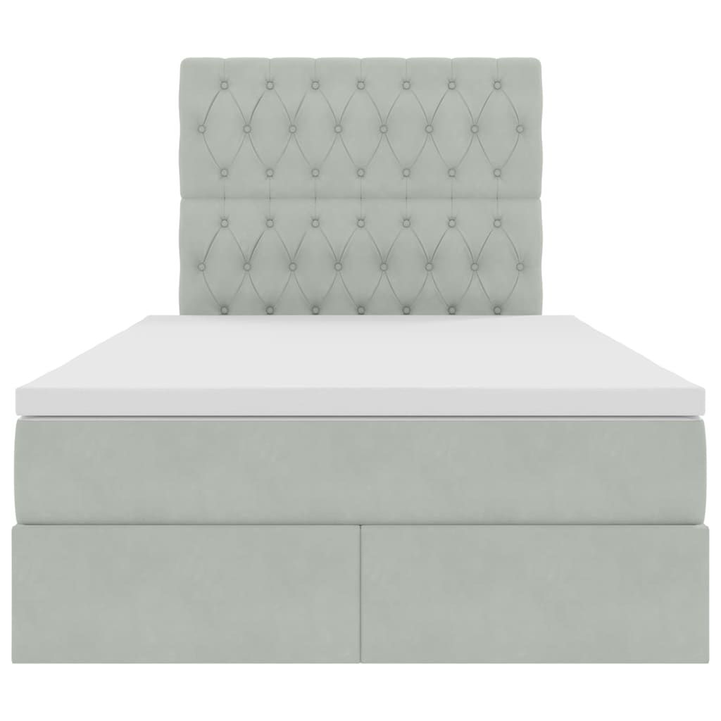 Opbergbed met LED met matras Lichtgrijs 120 x 190 cm Fluweel