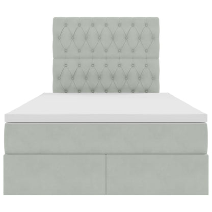 Opbergbed met LED met matras Lichtgrijs 120 x 190 cm Fluweel