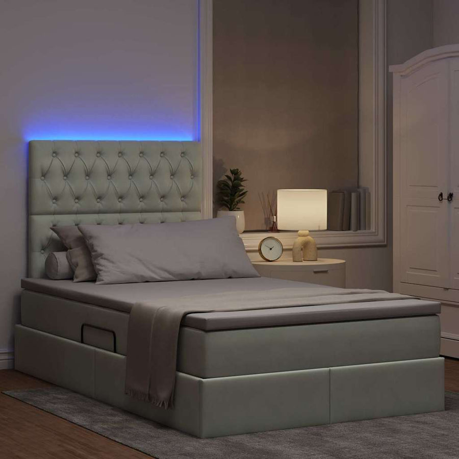 Bed met LED -striplichten Lichtgrijs 120 x 200 cm Fluweel