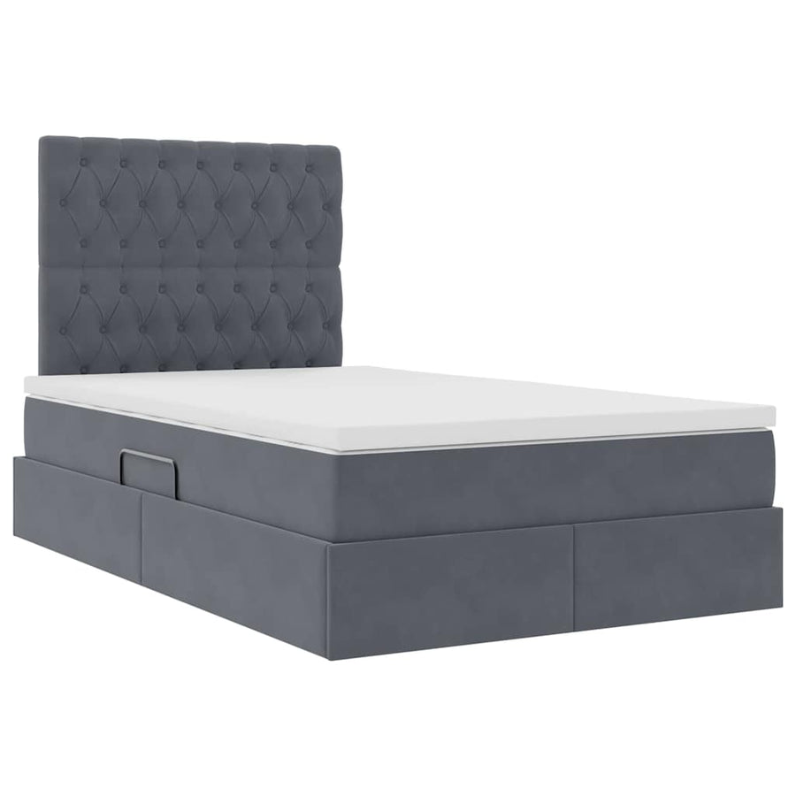 Bed met LED -striplichten Donkergrijs 120 x 200 cm Fluweel