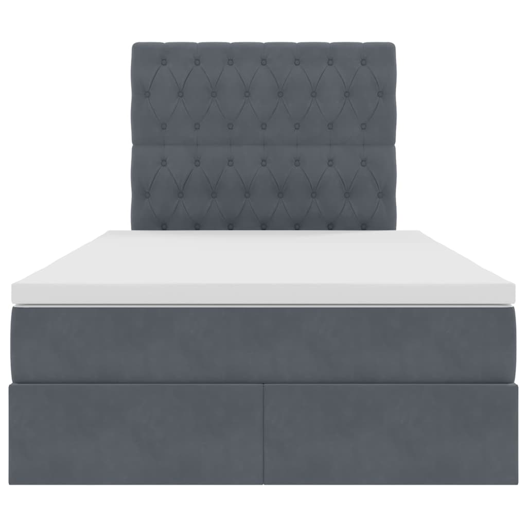 Bed met LED -striplichten Donkergrijs 120 x 200 cm Fluweel