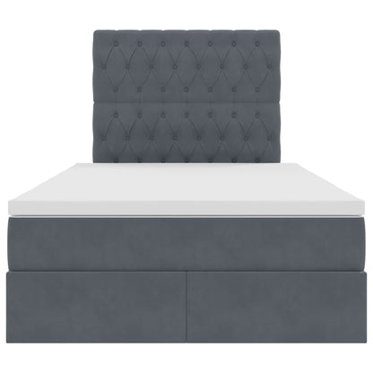 Bed met LED -striplichten Donkergrijs 120 x 200 cm Fluweel