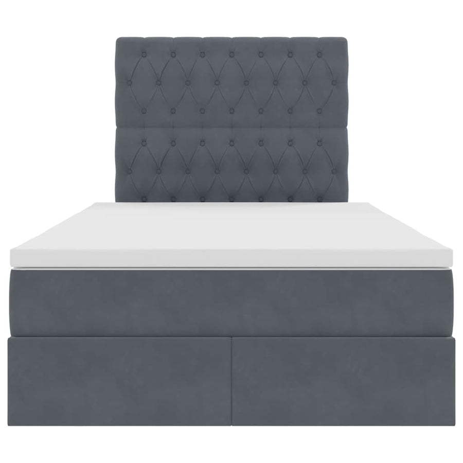 Bed met LED -striplichten Donkergrijs 120 x 200 cm Fluweel