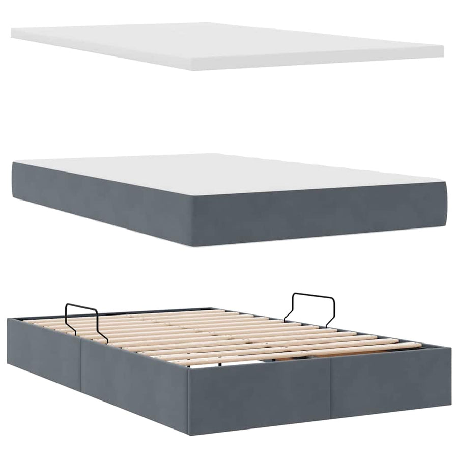 Bed met LED -striplichten Donkergrijs 120 x 200 cm Fluweel
