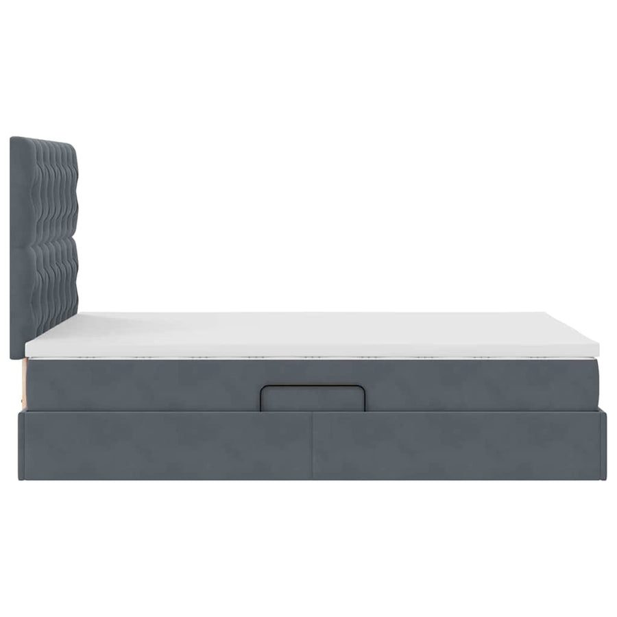 Bed met LED -striplichten Donkergrijs 120 x 200 cm Fluweel