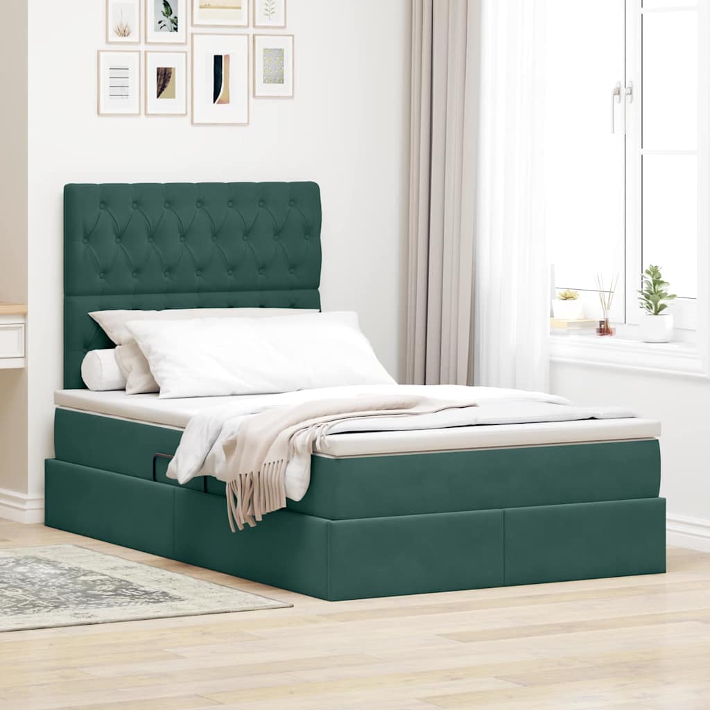 Bed met LED -striplichten Donkergroen 120 x 200 cm Fluweel