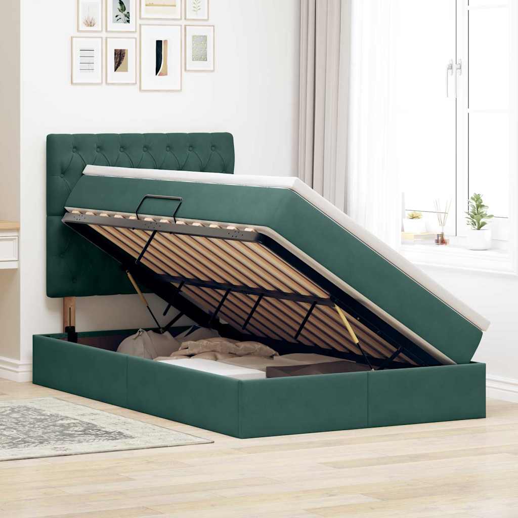 Bed met LED -striplichten Donkergroen 120 x 200 cm Fluweel