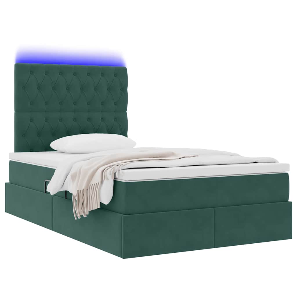 Bed met LED -striplichten Donkergroen 120 x 200 cm Fluweel