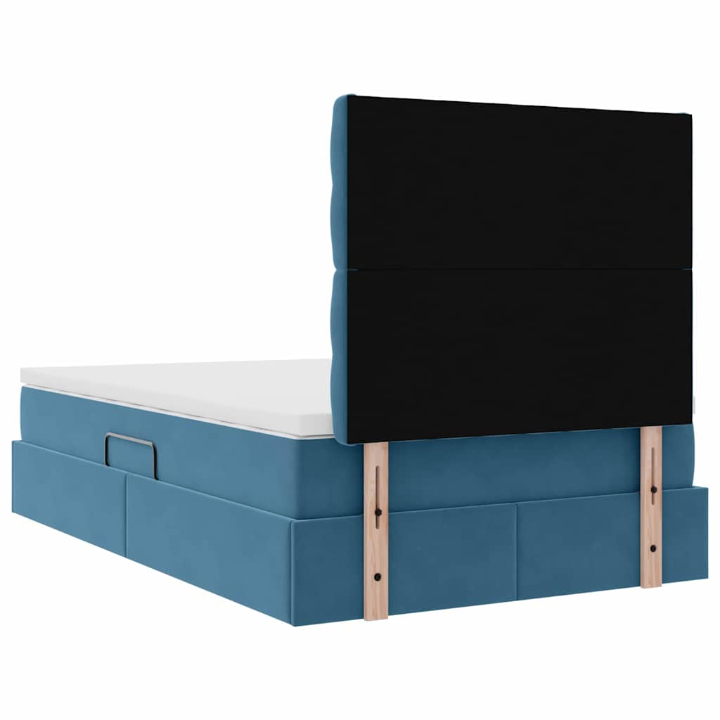 Bed met LED -striplichten Donkerblauw 120 x 200 cm Fluweel