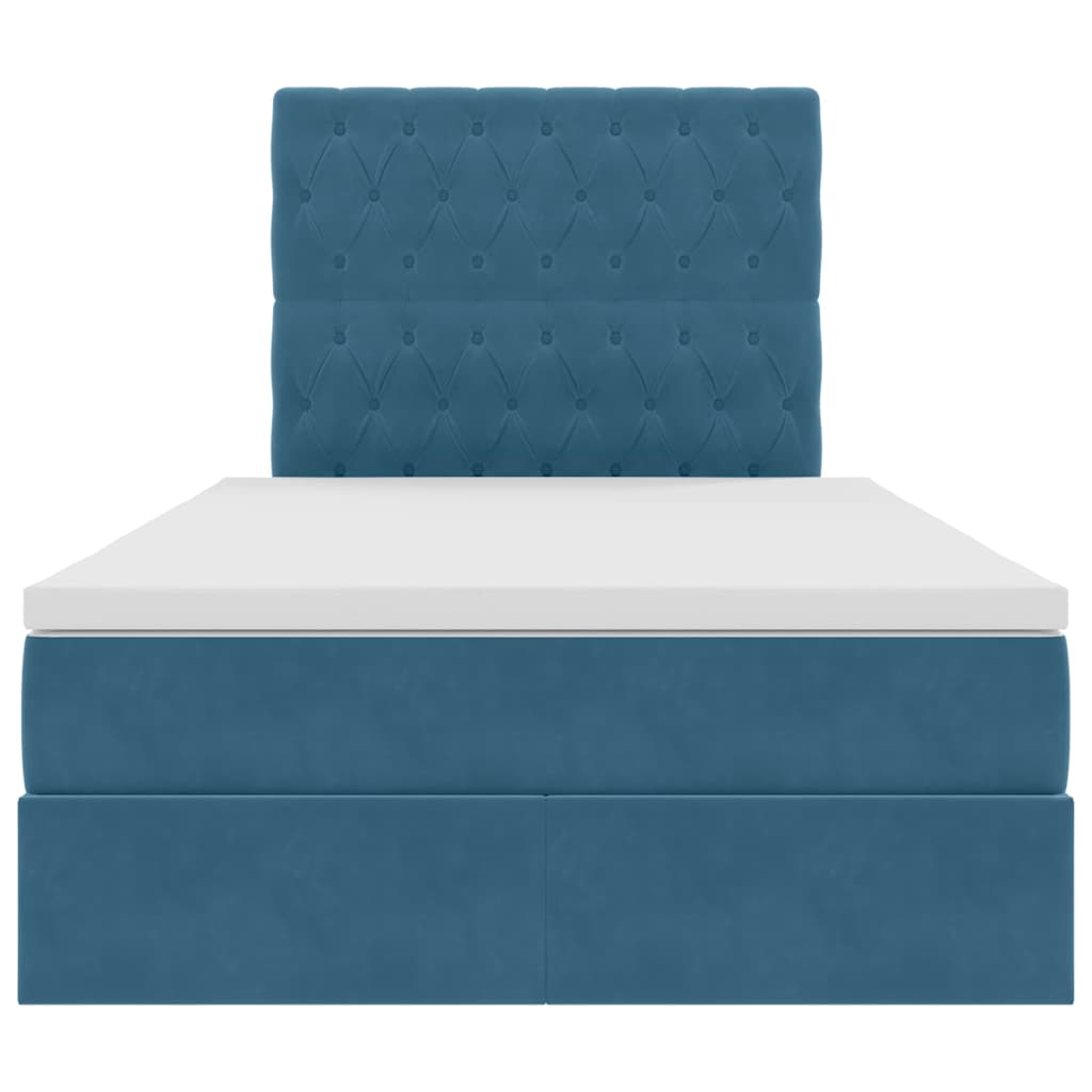 Bed met LED -striplichten Donkerblauw 120 x 200 cm Fluweel