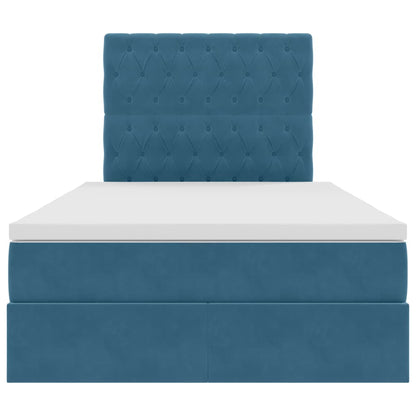 Bed met LED -striplichten Donkerblauw 120 x 200 cm Fluweel
