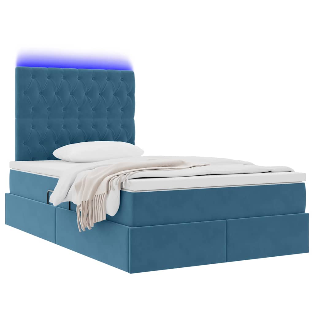 Bed met LED -striplichten Donkerblauw 120 x 200 cm Fluweel