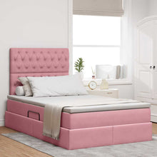Bed met LED -striplichten met opslag Roze 120 x 200 cm Fluweel