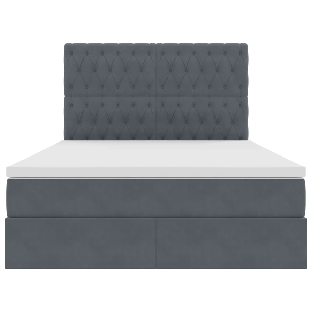 Bed met LED -striplichten Donkergrijs 140 x 190 cm Fluweel