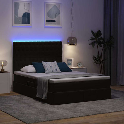 Bed met LED -striplichten met opslag Zwart 140 x 190 cm Fluweel