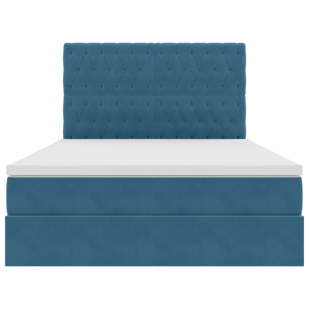 Bed met LED -striplichten Donkerblauw 140 x 190 cm Fluweel