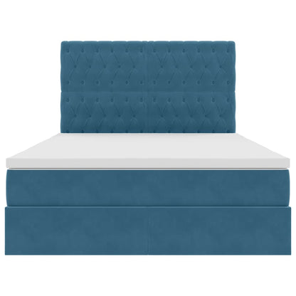 Bed met LED -striplichten Donkerblauw 140 x 190 cm Fluweel
