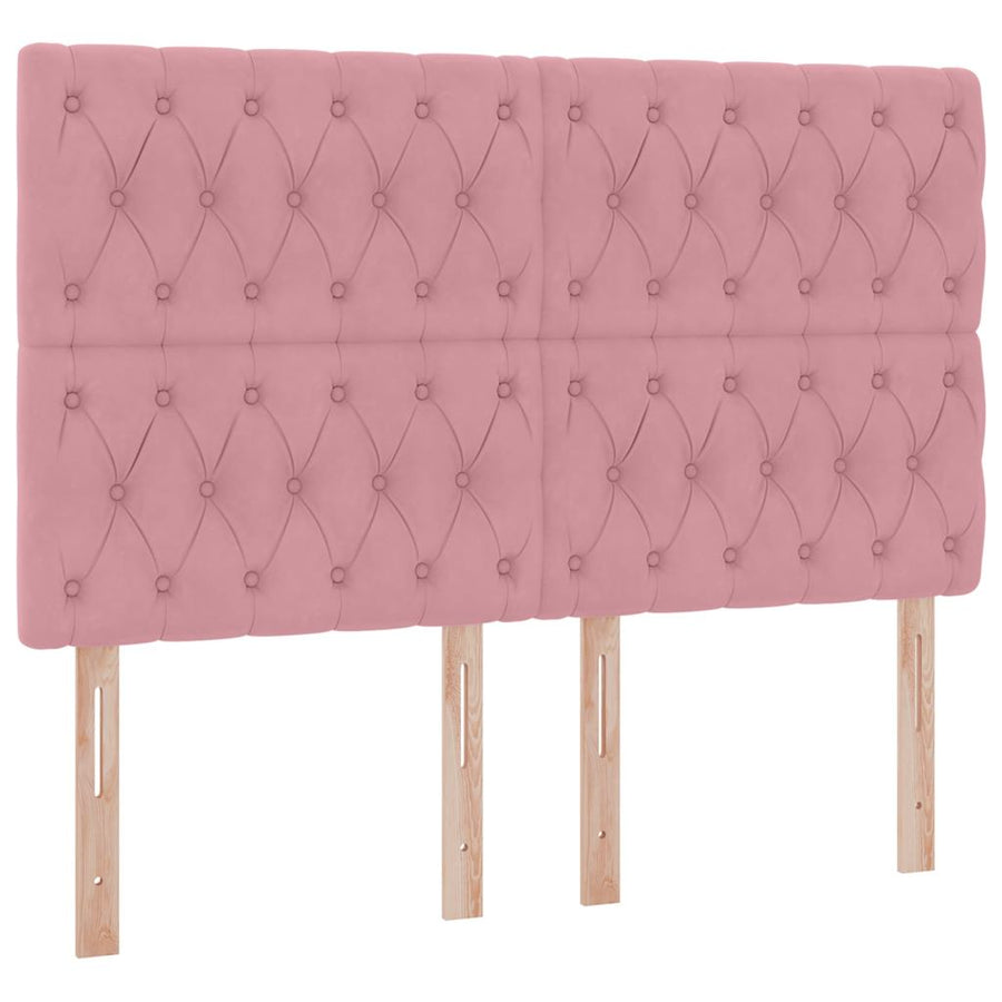 Bed met LED -striplichten met opslag Roze 140 x 190 cm Fluweel