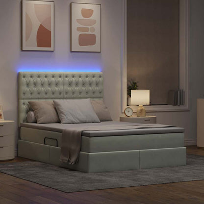 Bed met LED -striplichten Lichtgrijs 140 x 200 cm Fluweel