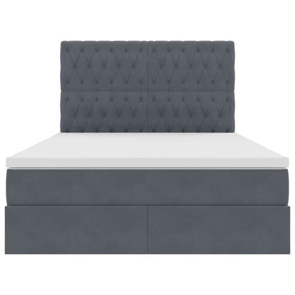 Bed met LED -striplichten Donkergrijs 140 x 200 cm Fluweel