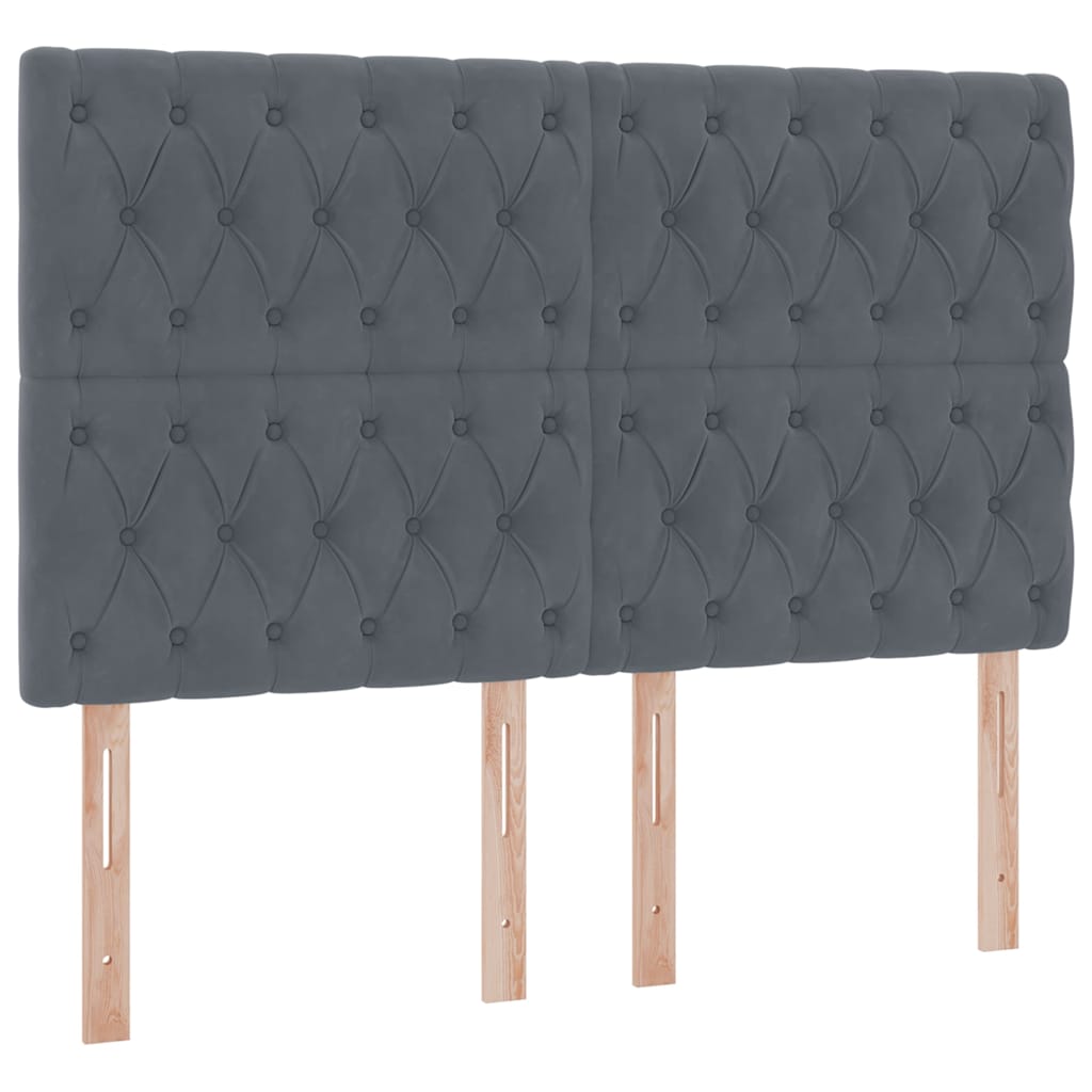 Bed met LED -striplichten Donkergrijs 140 x 200 cm Fluweel