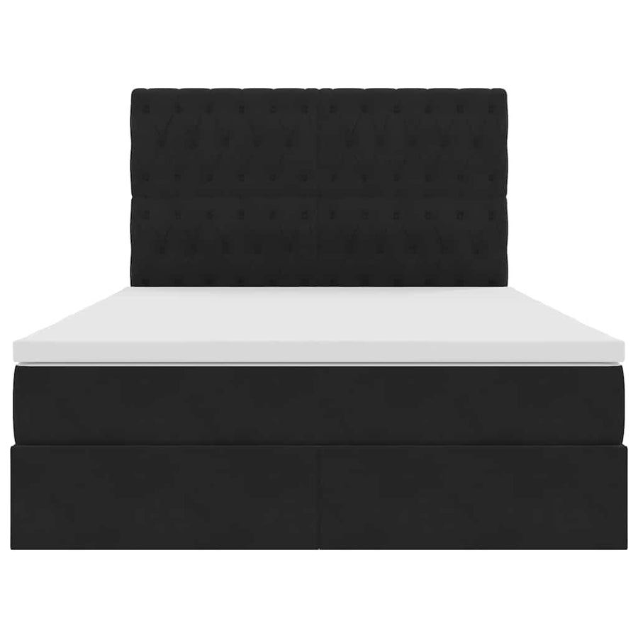 Bed met LED -striplichten met opslag Zwart 140 x 200 cm Fluweel