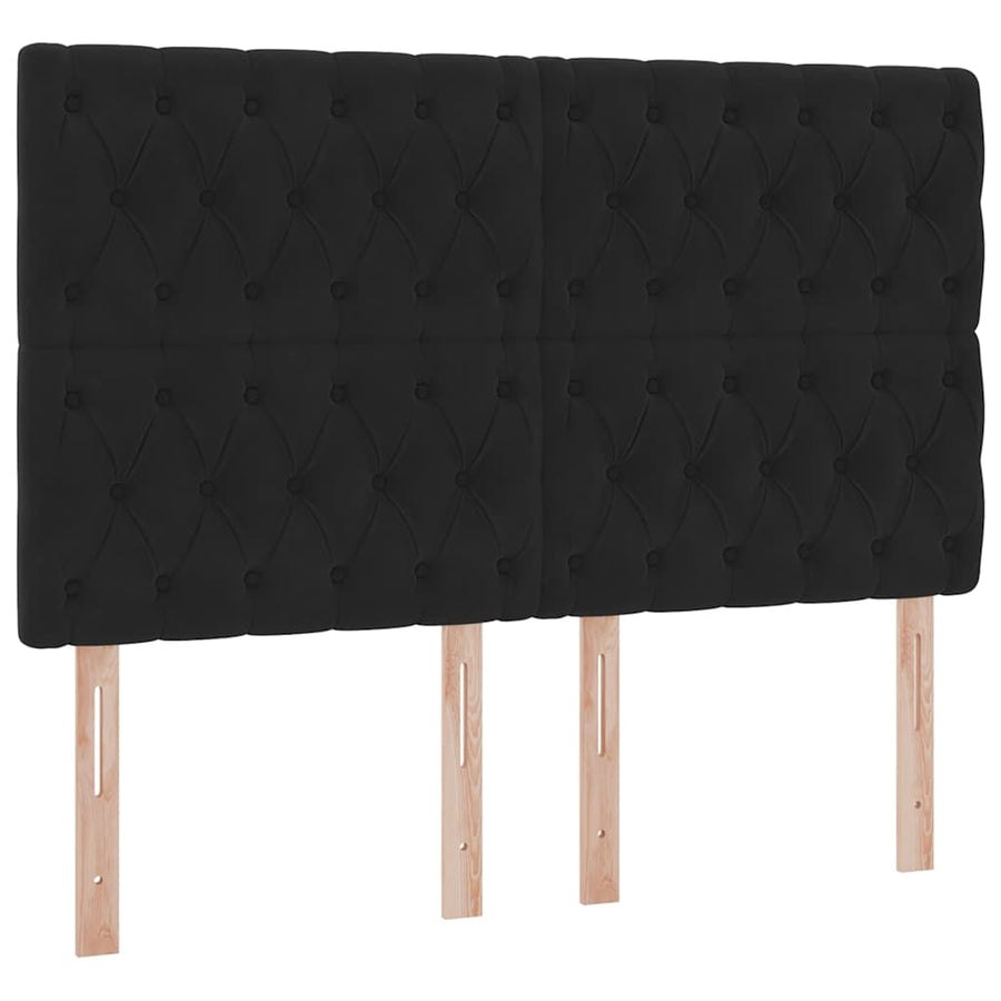 Bed met LED -striplichten met opslag Zwart 140 x 200 cm Fluweel