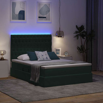 Bed met LED -striplichten Donkergroen 140 x 200 cm Fluweel