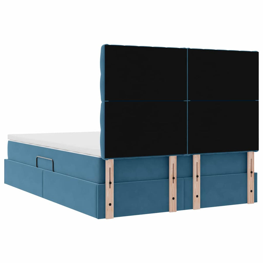 Bed met LED -striplichten Donkerblauw 140 x 200 cm Fluweel