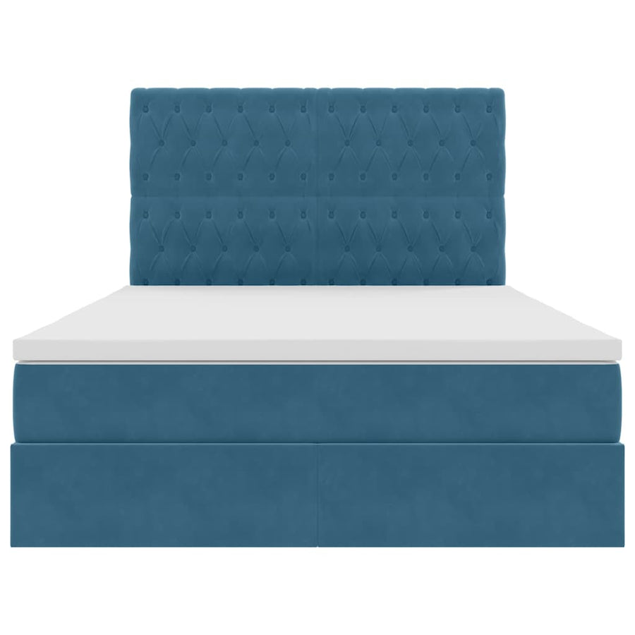 Bed met LED -striplichten Donkerblauw 140 x 200 cm Fluweel