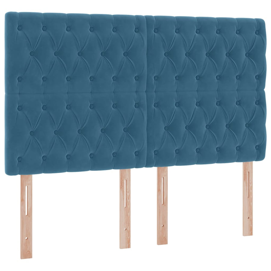 Bed met LED -striplichten Donkerblauw 140 x 200 cm Fluweel