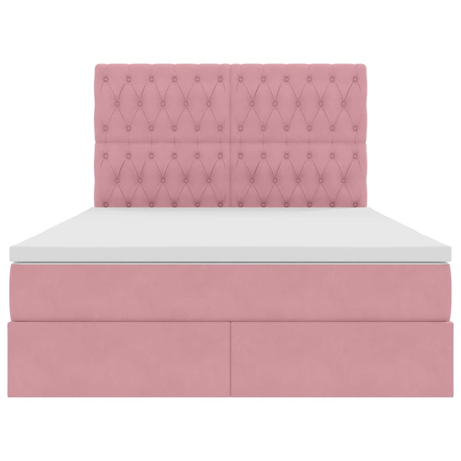 Bed met LED -striplichten met opslag Roze 140 x 200 cm Fluweel
