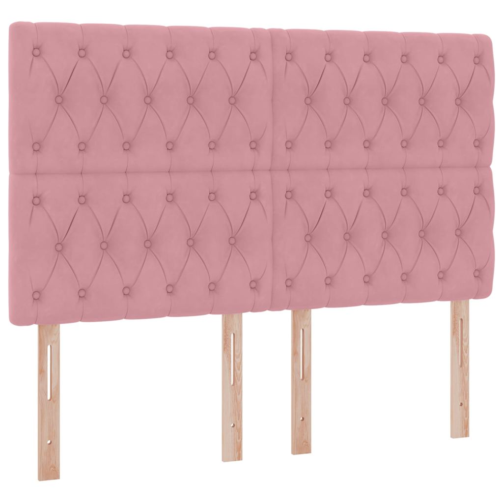 Bed met LED -striplichten met opslag Roze 140 x 200 cm Fluweel