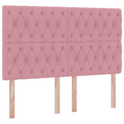 Bed met LED -striplichten met opslag Roze 140 x 200 cm Fluweel