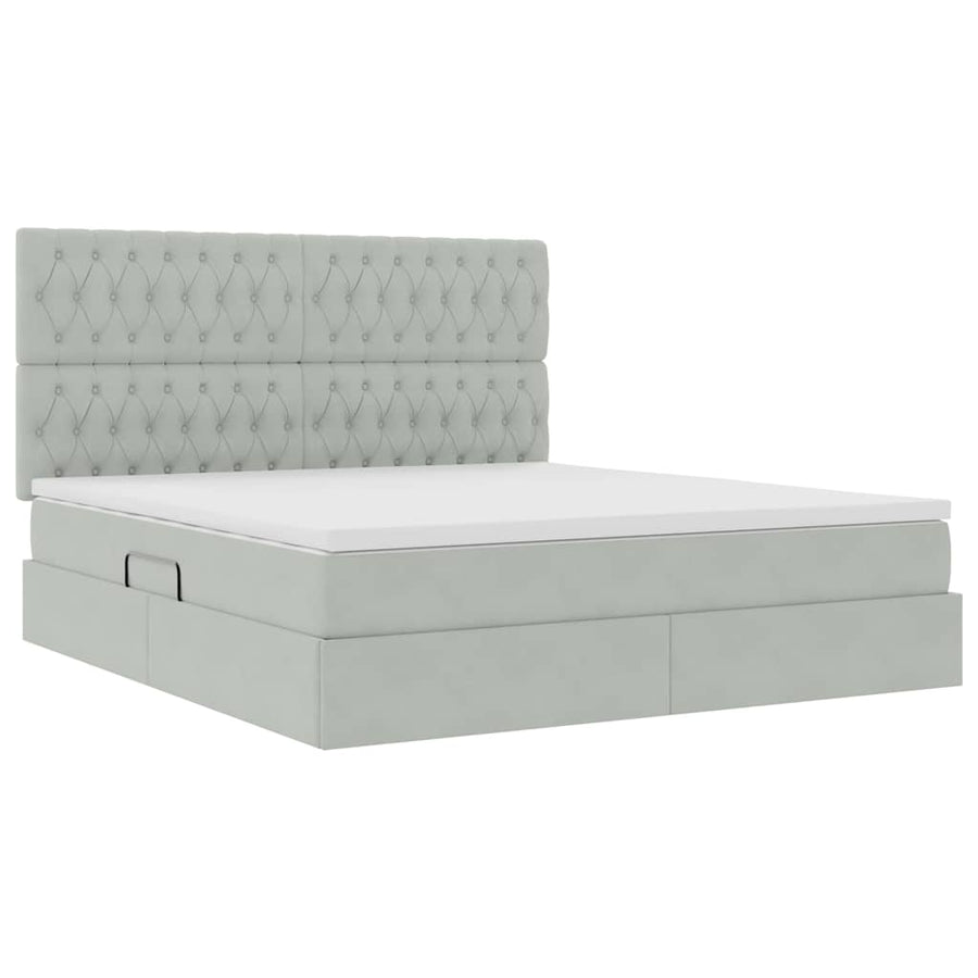 Bed met LED -striplichten Lichtgrijs 160 x 200 cm Fluweel