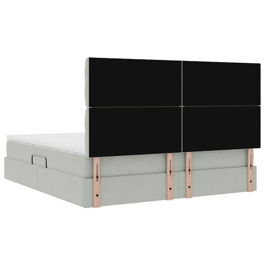 Bed met LED -striplichten Lichtgrijs 160 x 200 cm Fluweel