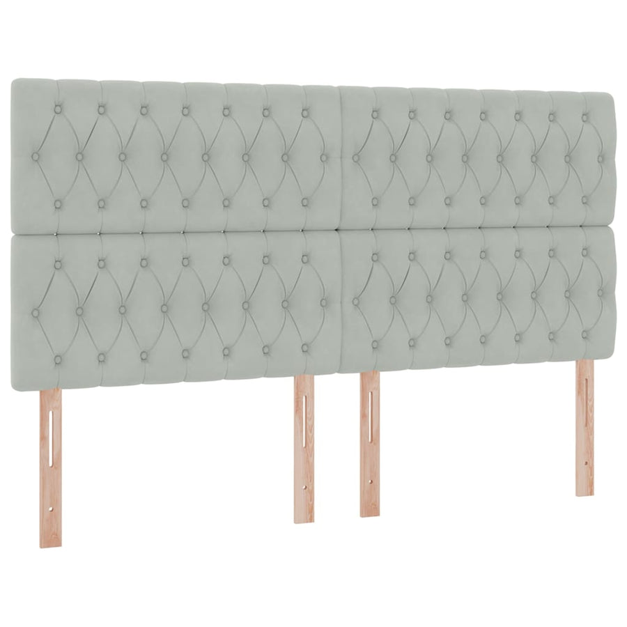 Bed met LED -striplichten Lichtgrijs 160 x 200 cm Fluweel
