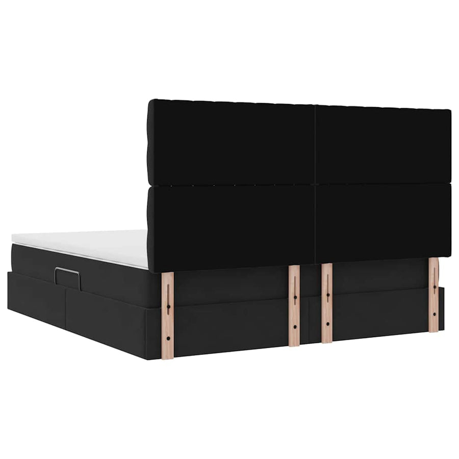 Bed met LED -striplichten met opslag Zwart 160 x 200 cm Fluweel