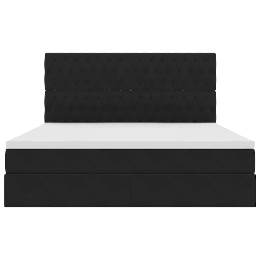 Bed met LED -striplichten met opslag Zwart 160 x 200 cm Fluweel