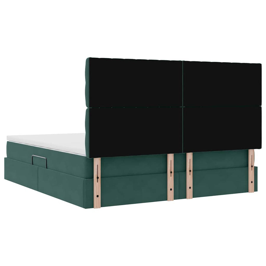 Bed met LED -striplichten Donkergroen 160 x 200 cm Fluweel