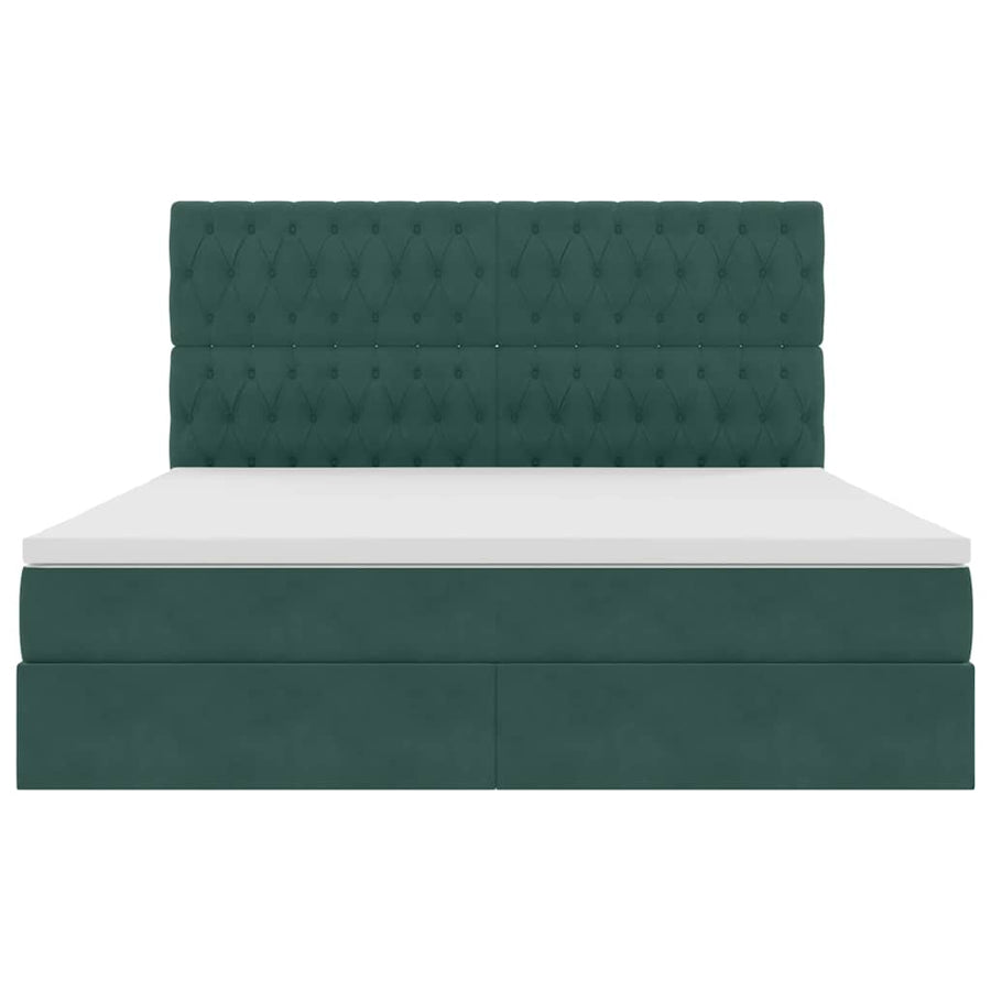 Bed met LED -striplichten Donkergroen 160 x 200 cm Fluweel