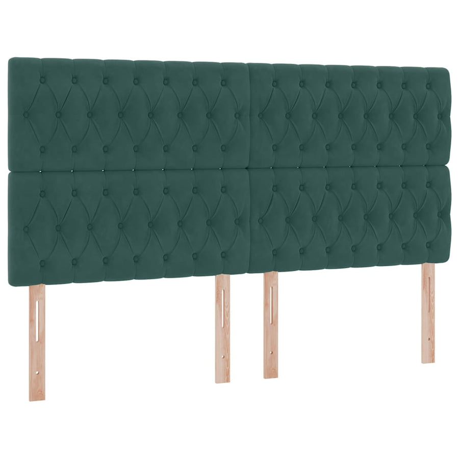 Bed met LED -striplichten Donkergroen 160 x 200 cm Fluweel