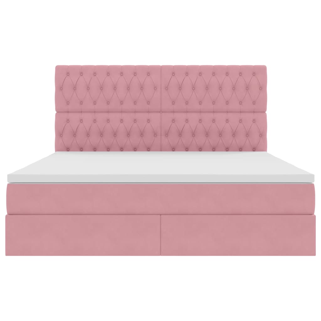 Bed met LED -striplichten met opslag Roze 160 x 200 cm Fluweel